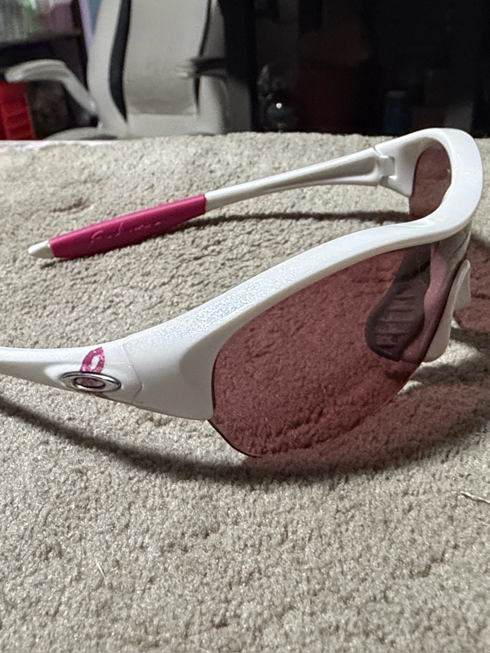 Oakley White Frame Pink Lens Women's Sport Sunglasses
